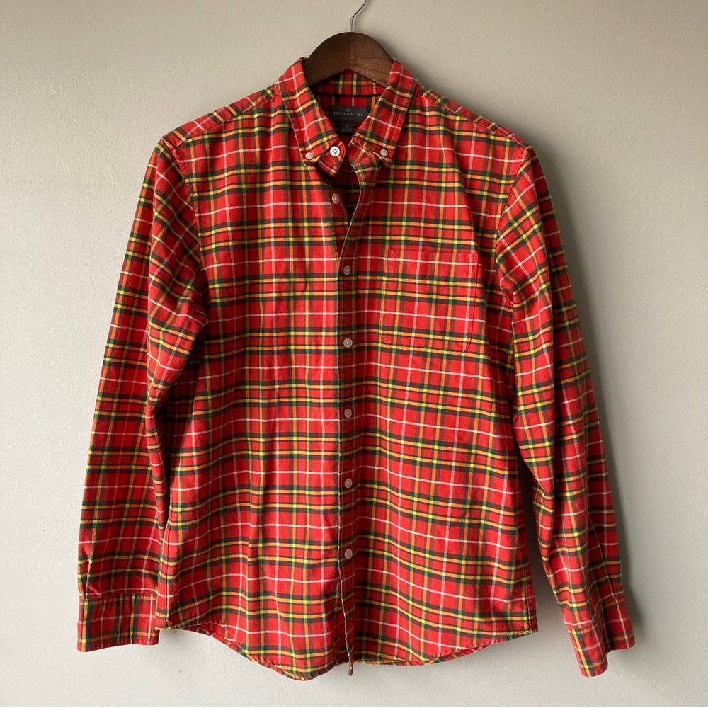 LL Bean Signature Plaid Button-Down Shirt Men’s Medium Slim Fit